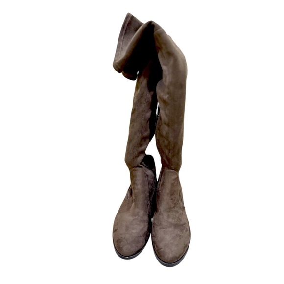 Vince Camuto Taupe Over the Knee Boots side zip back tie round toe size 10 - Picture 3 of 9